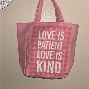 Pink Tote Bag with Heart Design